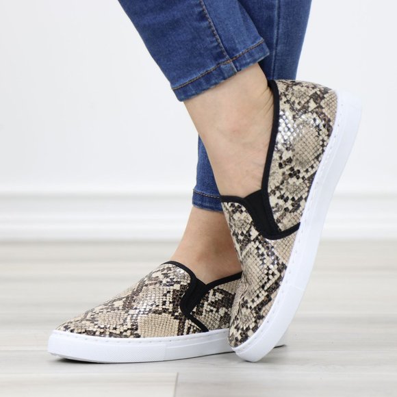Snake Python Skin Print Fashion Slip On Sneakers Shoes - Picture 10 of 14